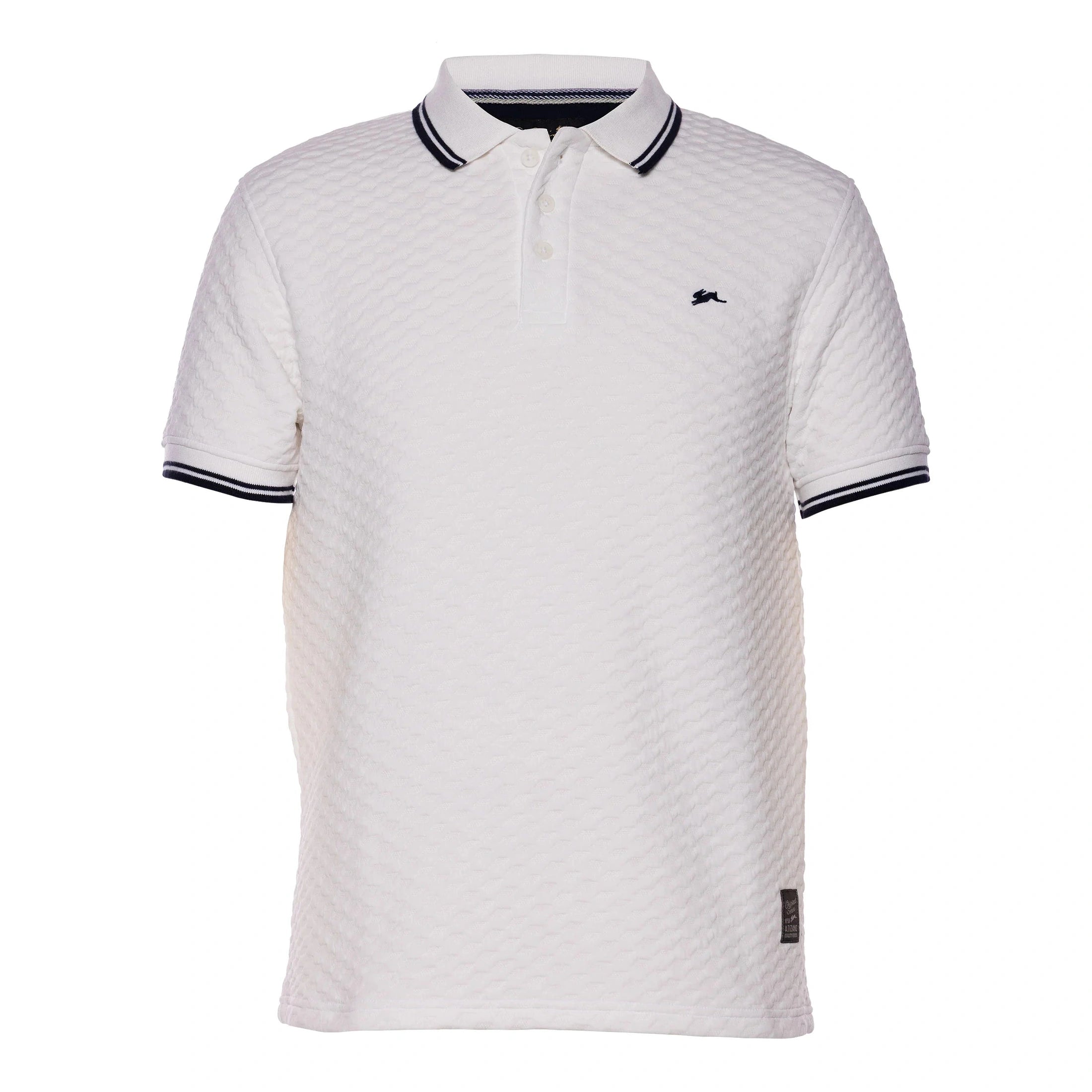 A TIZIANO Baylor Jacquard Knit Polo-WHITE/NAVY